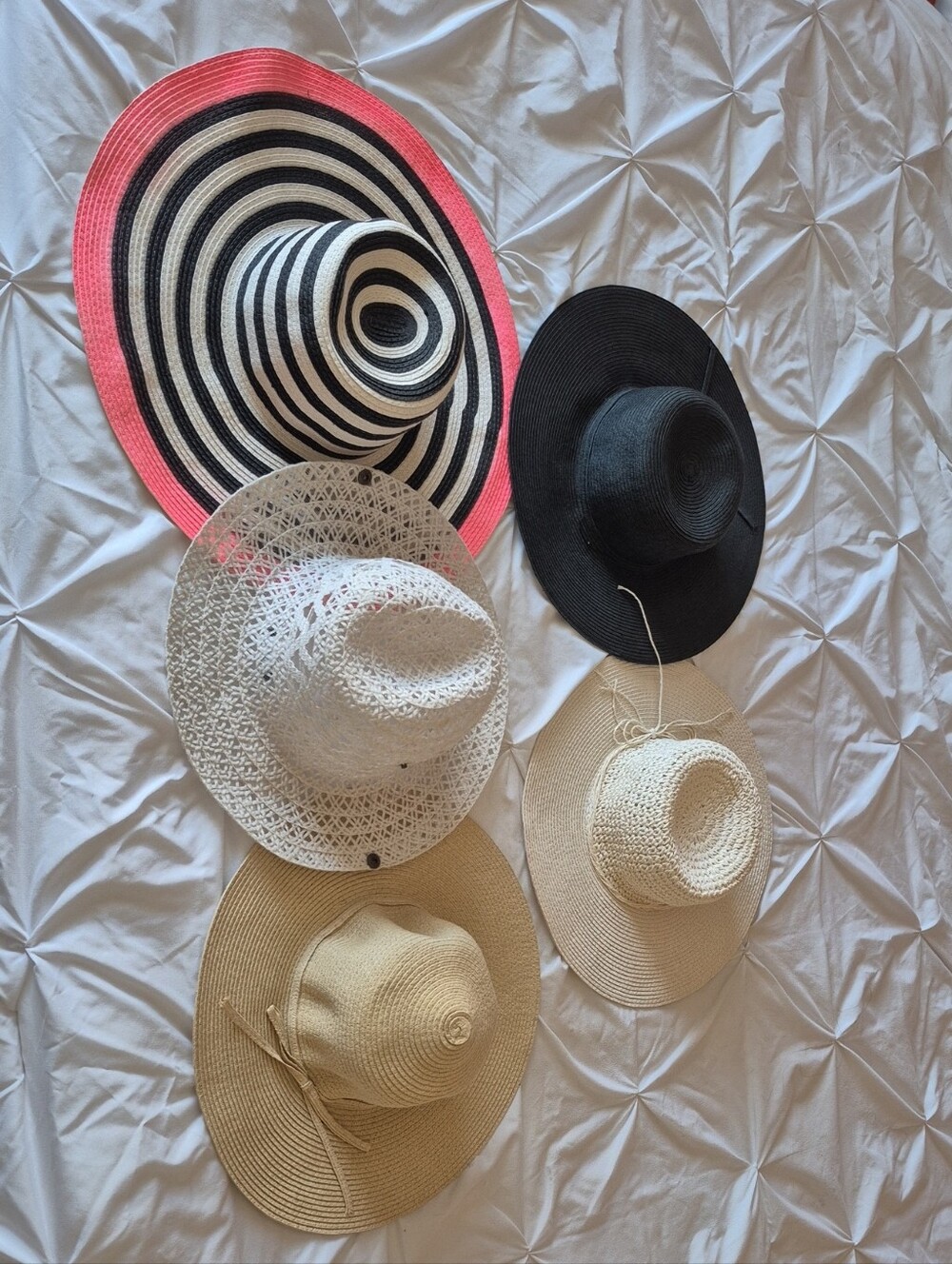 Adult Wide-Brim Oversized Straw Sun Hat - Black, White, Pink, Cream, Tan